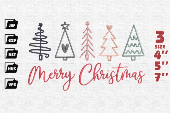Chic Merry Christmas with Doodle Trees Embroidery Design Review