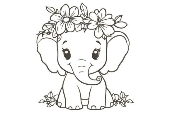 Cute Baby Elephant with Flower Crown Embroidery Design Review