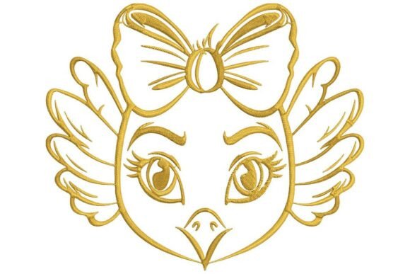 Cute Golden Bird with Bow Embroidery Design Review