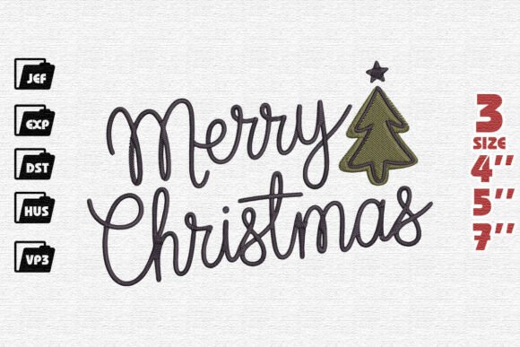 Elegant Merry Christmas Script with Tree Embroidery Review