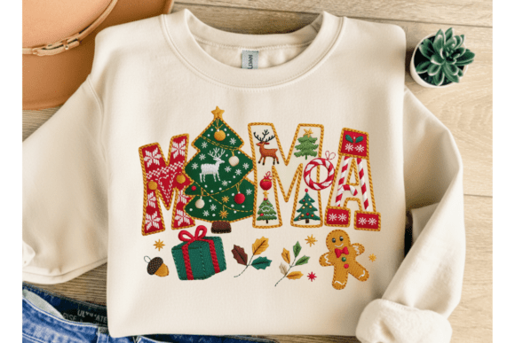 Embroidery Patchwork Christmas Mama PNG Review