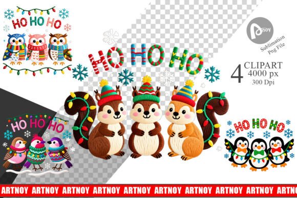 Faux Embroidery Holiday Animal Clipart Review