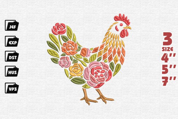 Folk Art Rooster Embroidery Design Review