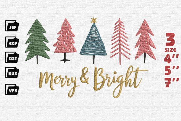 Merry Bright Modern Christmas Trees Embroidery Review