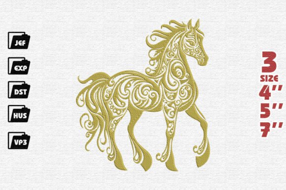 Review: Majestic Golden Filigree Horse Embroidery Design
