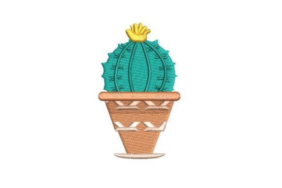 Round Cactus Embroidery in Geometric Pot Review